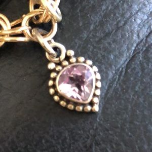 925 amethyst heart charm pendant ball trim silver